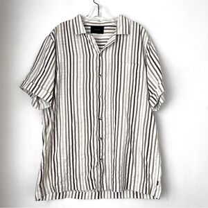 Rolla's Mens White & Brown Gradient Stripe Short Sleeve Button Front Shirt XL